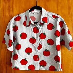 Rare Compañia Fantastica Silky Tomato Print Top